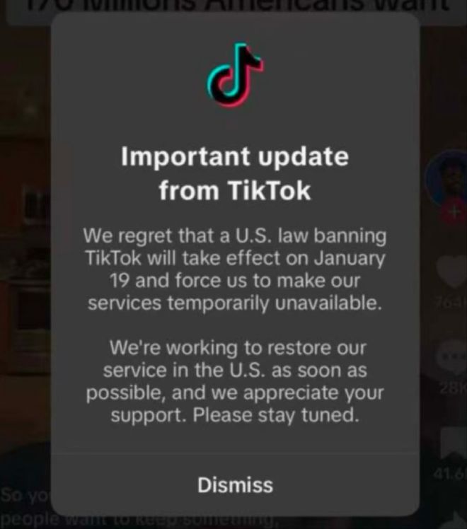 TikTok在美國(guó)停止服務(wù)