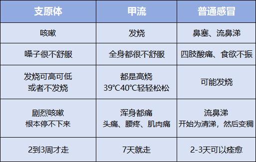 甲流乙流肺炎支原體的區(qū)別